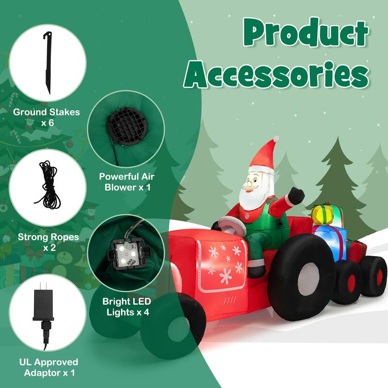 9 FT Christmas Inflatable Santa Claus on Truck with LED Lights