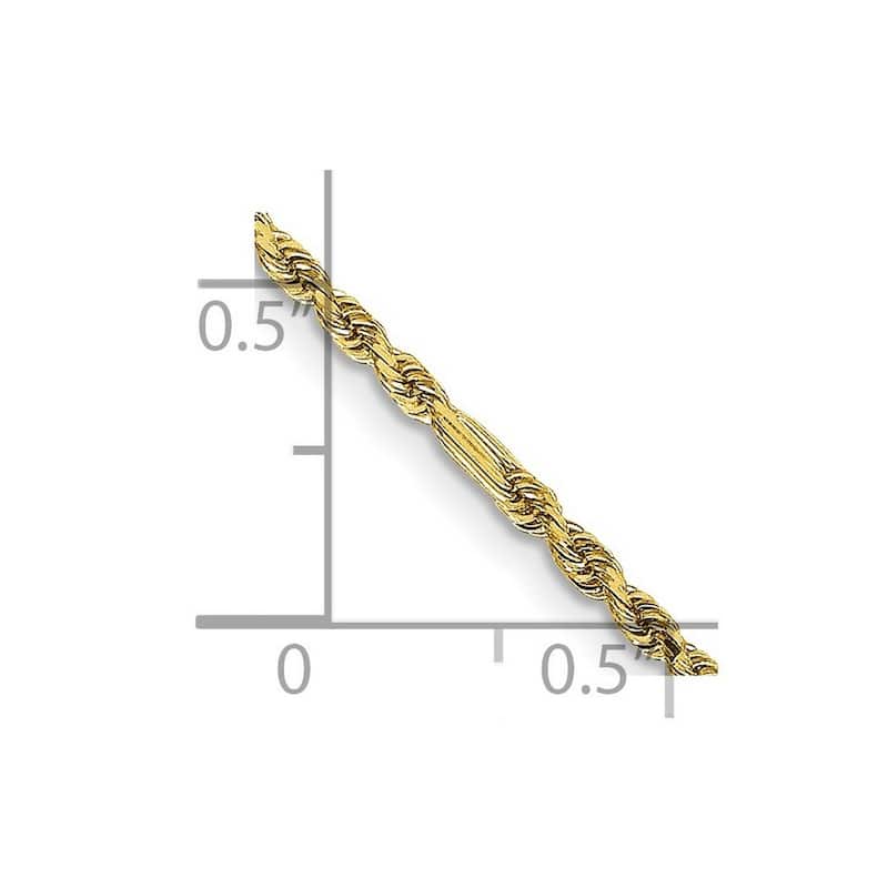 Curata Women's 14k Yellow Gold 2.0mm Milano Rope Chain Ankle Bracelet - 10 Inch