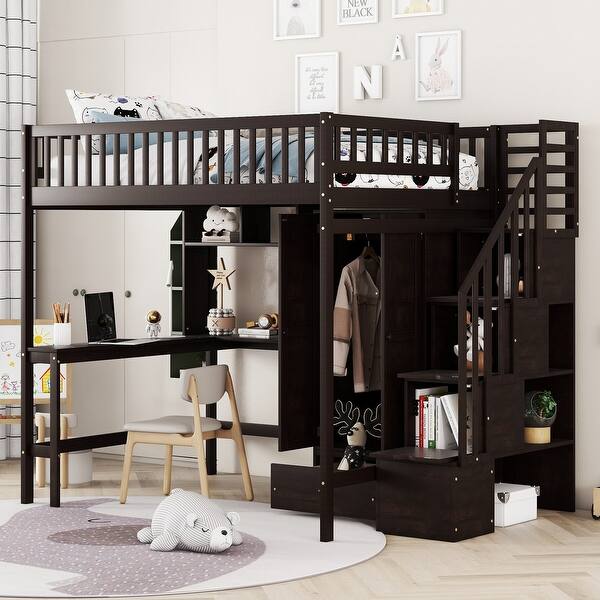 slide 2 of 47, Full size Loft Bed, Maximized Storage Space