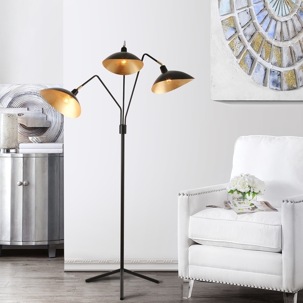 SAFAVIEH Lighting 70 inch Iris Black Gold Floor Lamp 40 51 x16 29 x69.5 On Sale Bed Bath Beyond 13434993