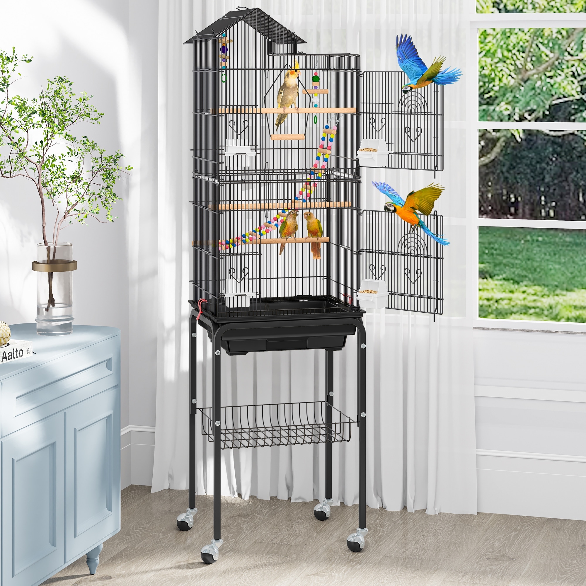 Parakeet bird cages with stands online