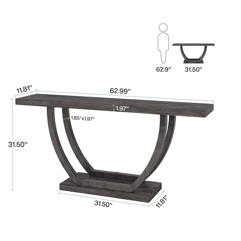 Farmhouse Console Sofa Table, 63 Inches Wood Entryway Table