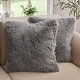 preview thumbnail 96 of 136, Cheer Collection Super Soft Shaggy Long Hair Throw Pillows Set of 2 Plush Accent Cushions 18" x 18" - Silver