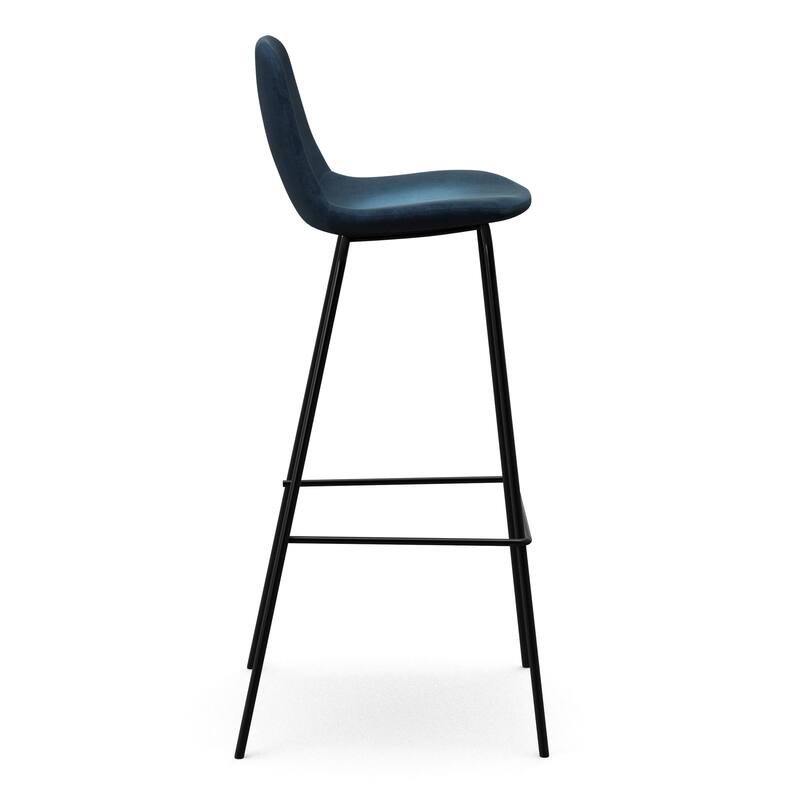 Maxine Velvet Bar Height Stools Black Legs (Set of 2)