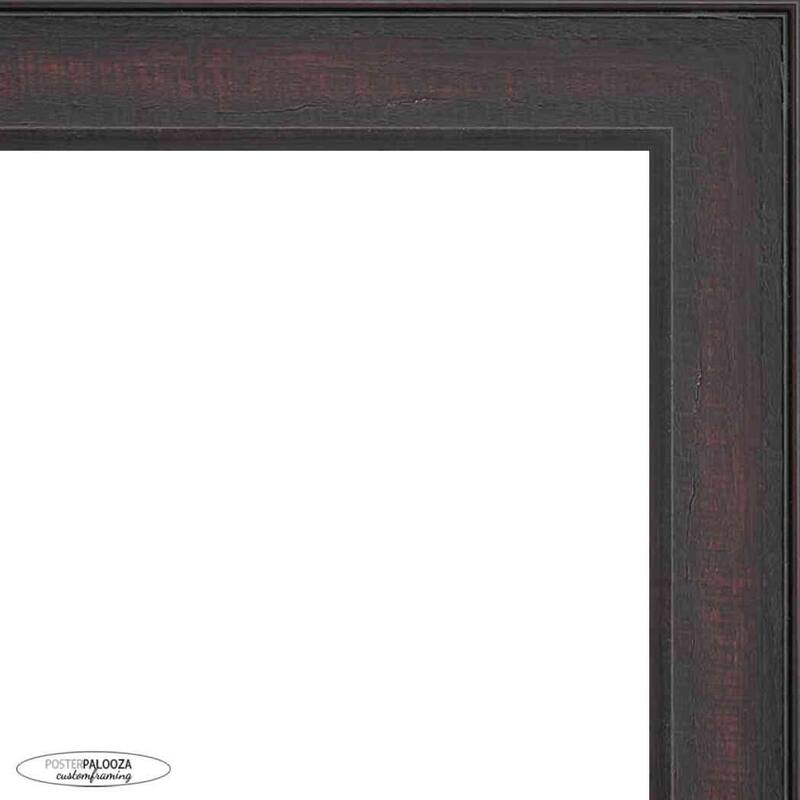 40x16 Distressed/Aged Mahogany Complete Wood Panoramic Frame with UV