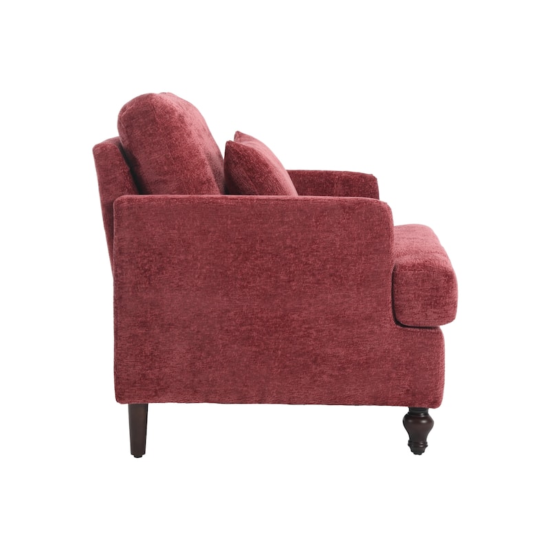29.53" Chenille Upholstered Arm Chair with Pillows