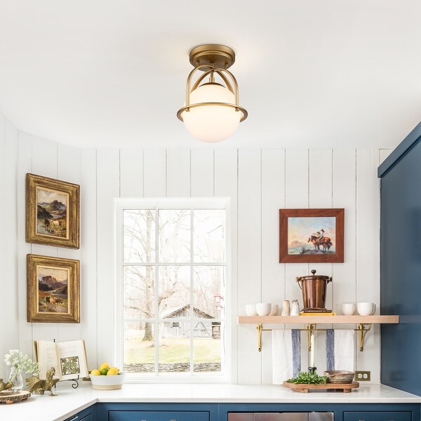 Globe semi flush mount light top