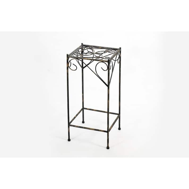 26.18" Large Celtic Clover Square Black / Gold Cast Metal Plant Stand - Multicolor