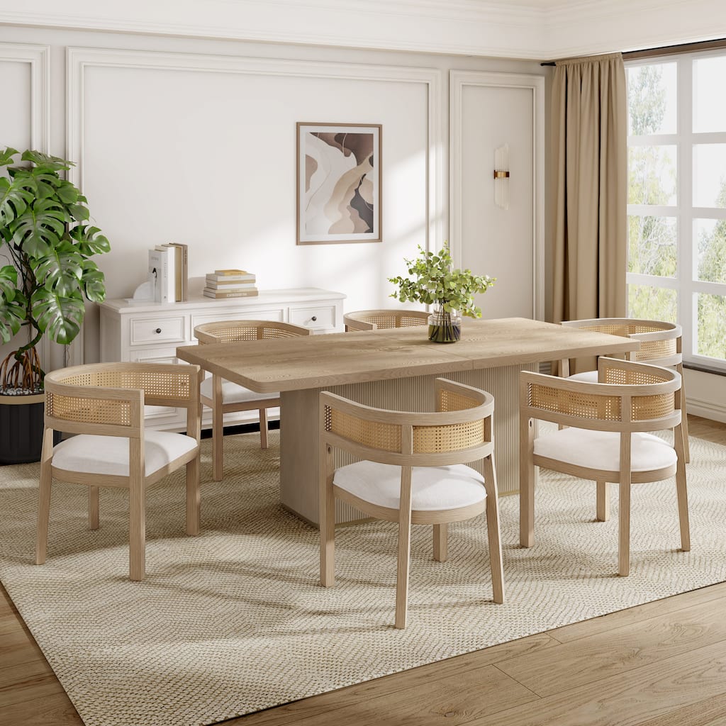 Christopher Knight Home - Veridian Rubberwood Upholstered 7 Piece Dining Set