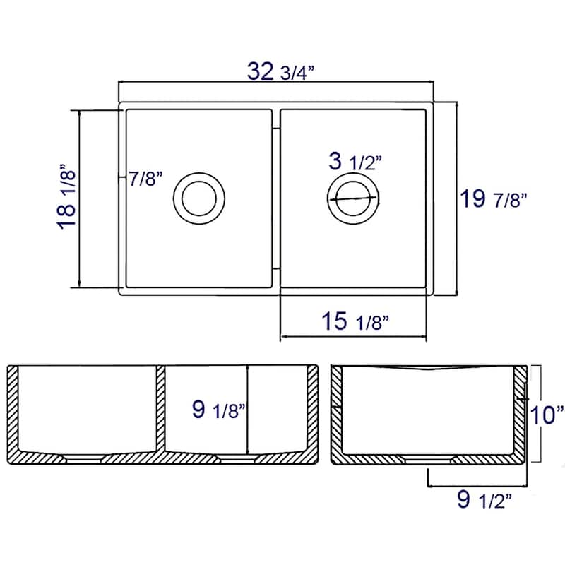 Alif White Fireclay 32-inch Decorative Lip Double Bowl Farmhouse Kitchen Sink