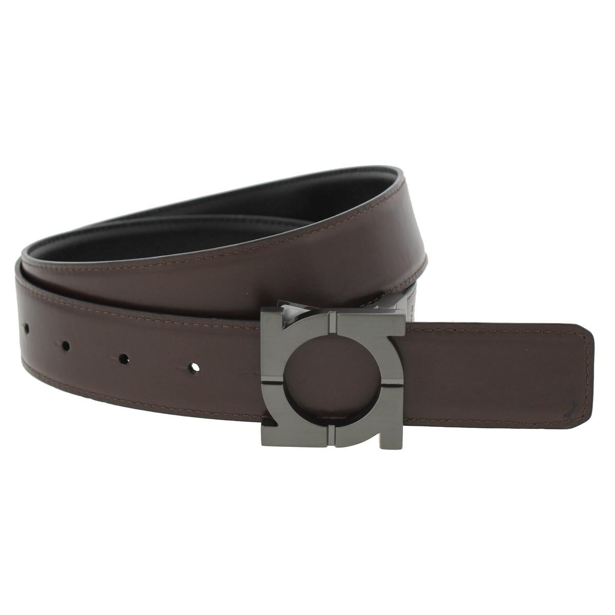KENNETH COLE REACTION Black Brown Textured Plaque Leather Reversible Belt ***NEW