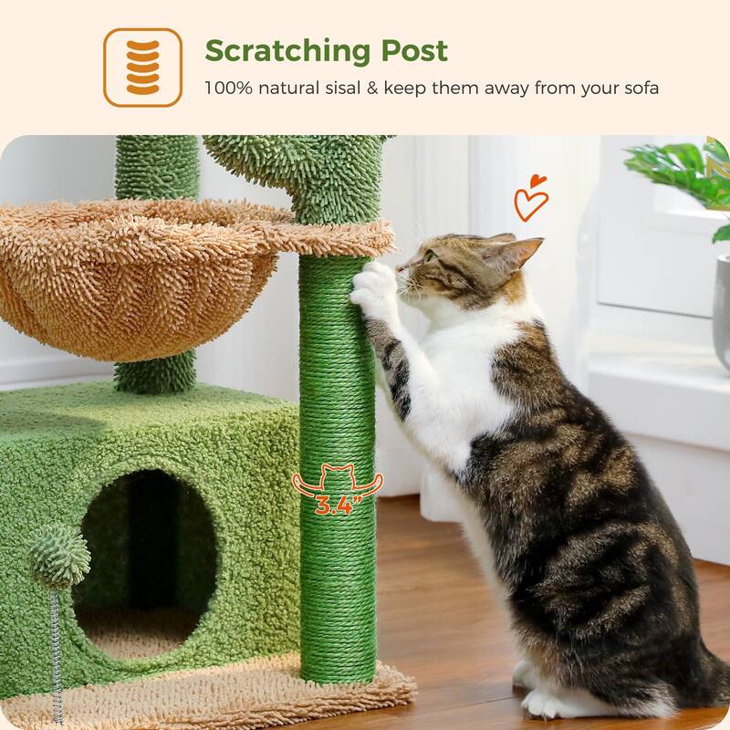 4-in-1 Multi-Level Cat Tower, Cat Tree with Large Cat Condo, Cat Scratching Post for Cats with Deep Hammock & Cozy Top Perch