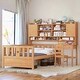 preview thumbnail 13 of 18, Multifunctional Twin Size Wood Bookshelf Platform Bed with Built-in Desk and Chair Natural