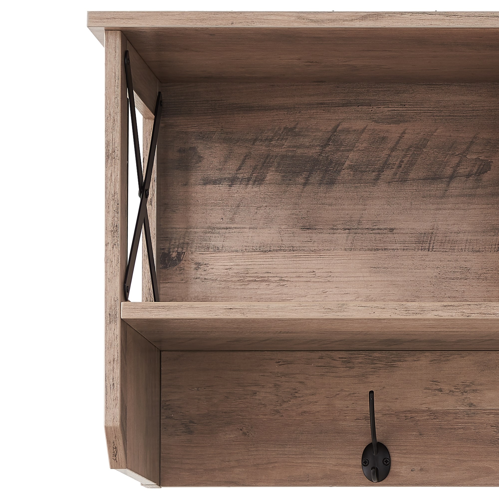 Acroma Farmhouse Wood Mounted Cabinet Coat Racks with 4 hooks N