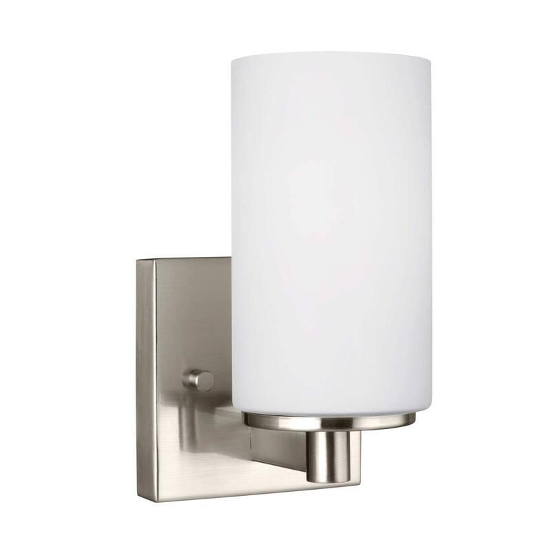 Bellevue Hamel Single Light 5" Wide Bathroom Sconce with Etched Glass - Brushed Nickel