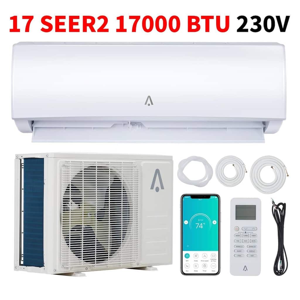 230V 17 SEER2 17000 BTU Wifi Enabled Mini Split Air Conditioner, AC Unit & Heater for 1000 Sq.Ft. - N/A