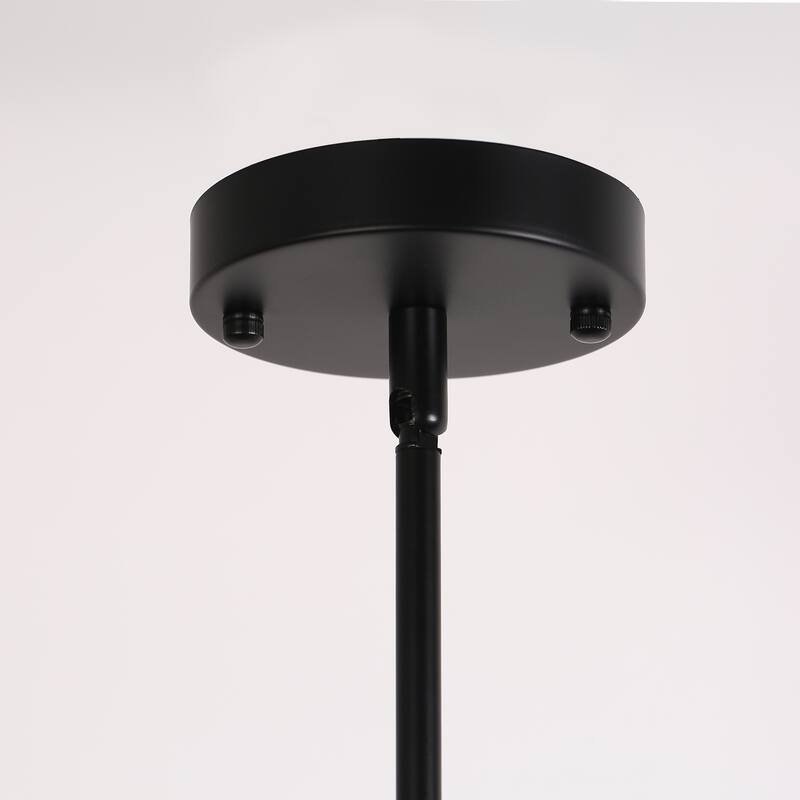 Matte Black Farmhouse Cage Pendant Light with Clear Glass Shade, Adjustable Height - 7.09 in.