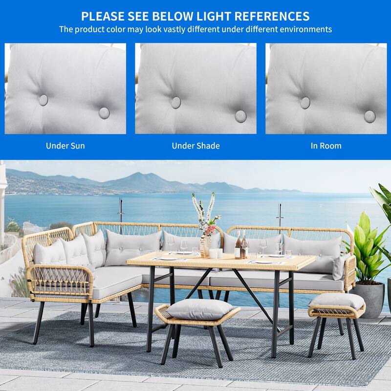 Moasis 6-Piece Patio Wicker Furniture Conversation Set - 6 Pcs