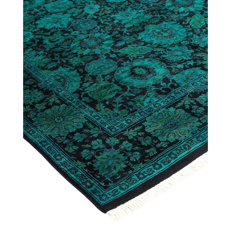 Overton Hand Knotted Wool Vintage Inspired Modern Contemporary Overdyed Black Area Rug - 4' 1" x 6' 1"
