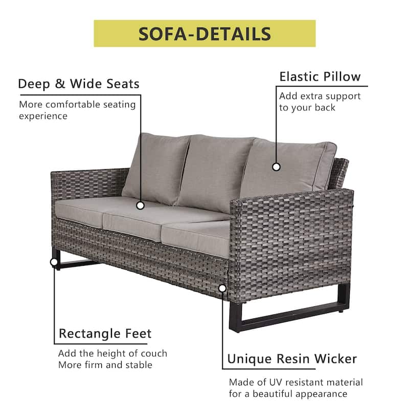 6 Piece Outdoor Sofa with Chair with Ottoman Set