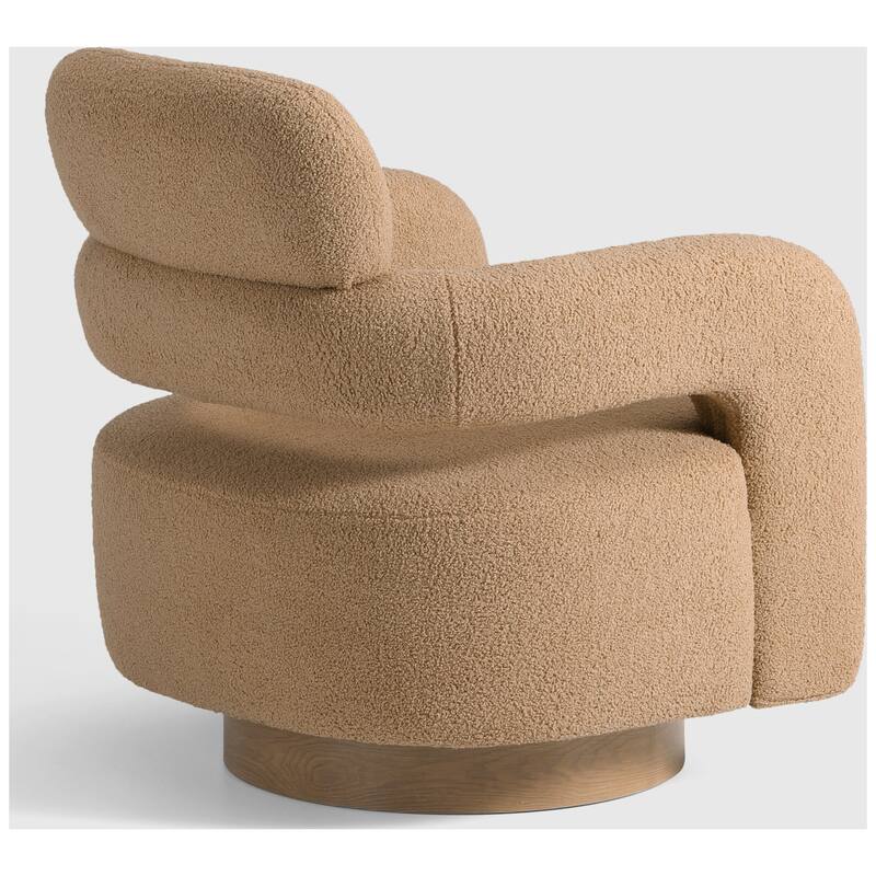 Bayville Sherpa Swivel Chair With Round Storage Ottoman 2-Piece Set