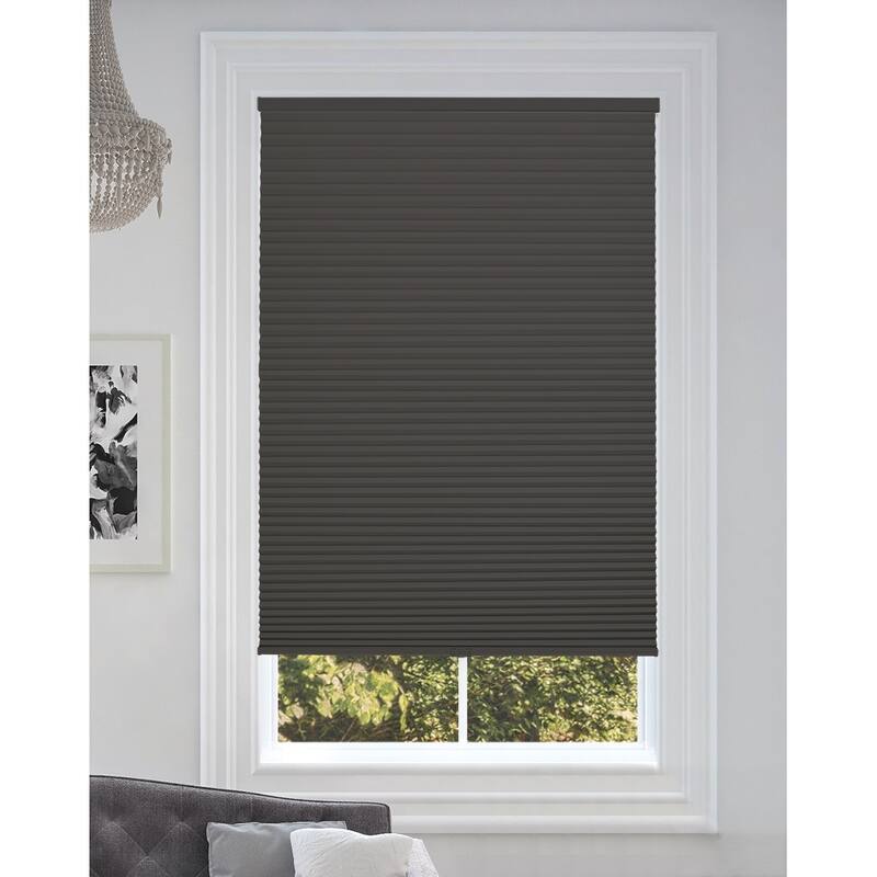 BlindsAvenue Cordless Blackout Cellular Honeycomb Shade, 9/16" Single Cell, Anthracite - 67" W x 48" H