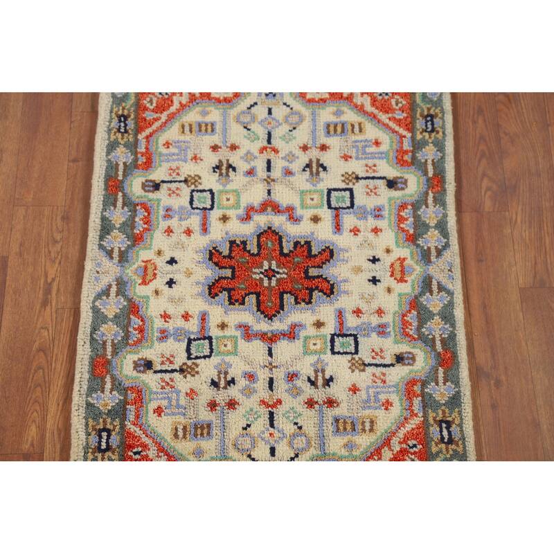 Geometric Kazak Indian Accent Rug Handmade Wool Carpet - 2'0" x 3'0"
