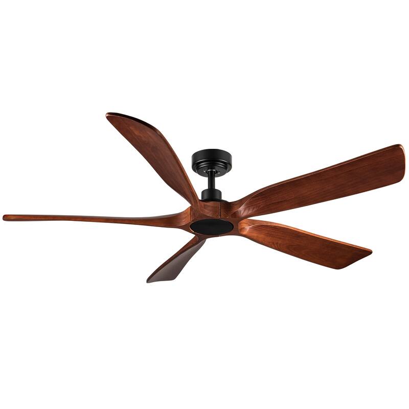 YUHAO SylvanAir Modern 52 in. Flush Mount Outdoor/Indoor Ceiling Fan with 3 Solid Wood Blades and DC Reversible Motor