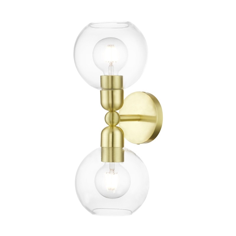 Livex Lighting 2-light Satin Brass Finish Vanity Sconce, 16972-12 - 6.5" W 16.5" H 7.25" EXT