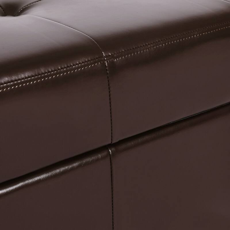 ADECO Storage Ottoman Square Bench Tufted Footrest for Living Room
