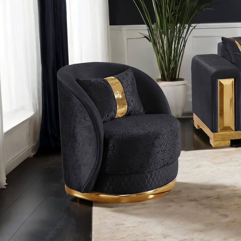 Furniture of America Maxine Glam Upholstered Solid Wood Swivel Chair - Black