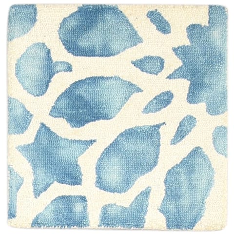 One of a Kind Hand-Tufted Modern & Contemporary (2'0"x2'0") 2' x 3' Floral & Botanical Wool Rug - 2'0"x2'0"