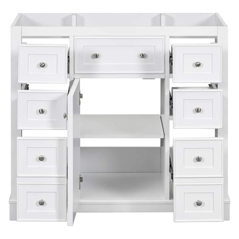 GDFStudio - Avalon 36-Inch Bathroom Vanity Cabinet Base Only, One Cabinet, Solid Wood & MDF Board, Painted Finish