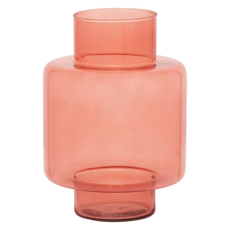 Glass Floral Standing Vase - 10.5" - Peach Pink