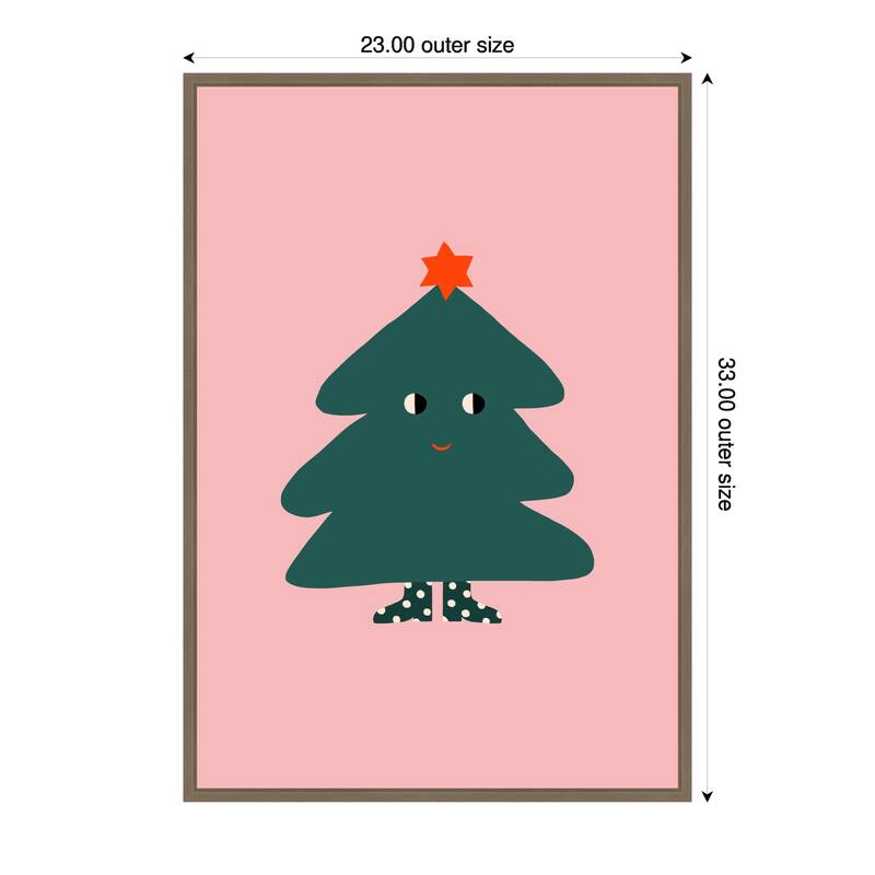 Christmas Tree by Maren Gross (23 x 33 in.), Framed Canvas Wall Art Print - Sylvie Dark Gold