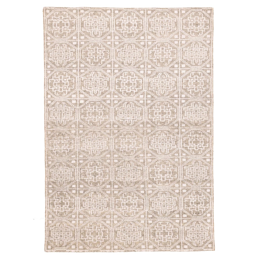 ECARPETGALLERY Hand-knotted Tangier Grey Silk, Wool Rug - 5'4 x 7'8