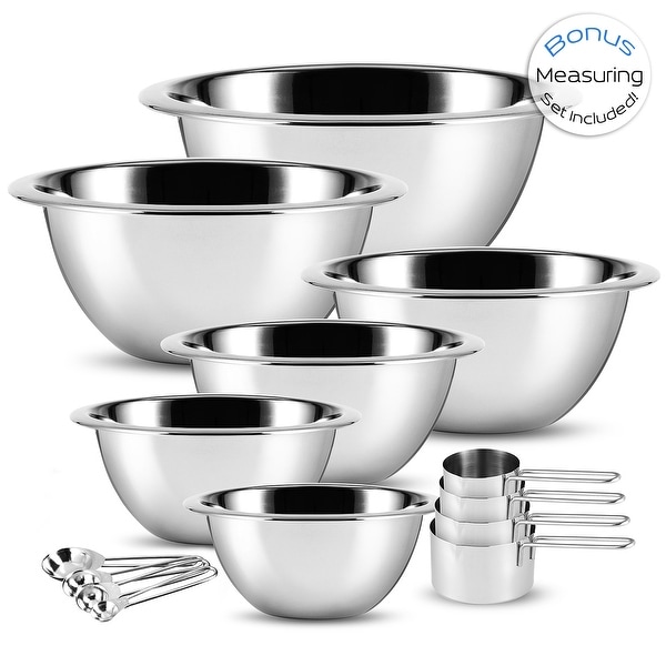 SleekDine Premium Stainless Steel Mixing Bowl, Measuring Cup and Spoon Set. Opens flyout.