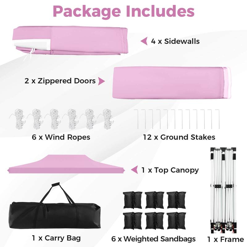 Costway 10 x 20FT Pop up Canopy Outdoor Canopy Tent with 6 Sidewalls - See Details