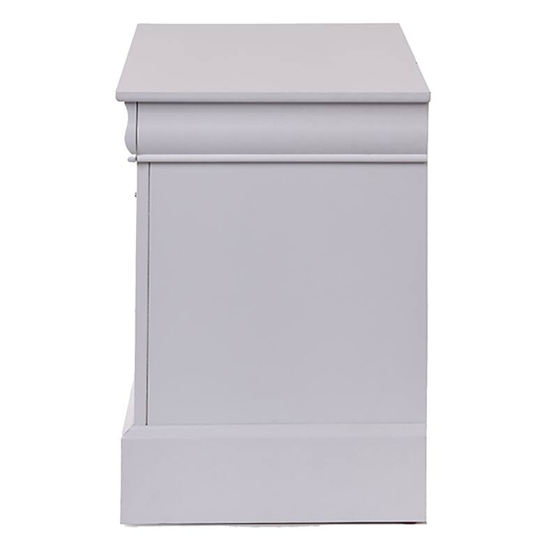 White 2-Drawer Nightstand with Metal Handles