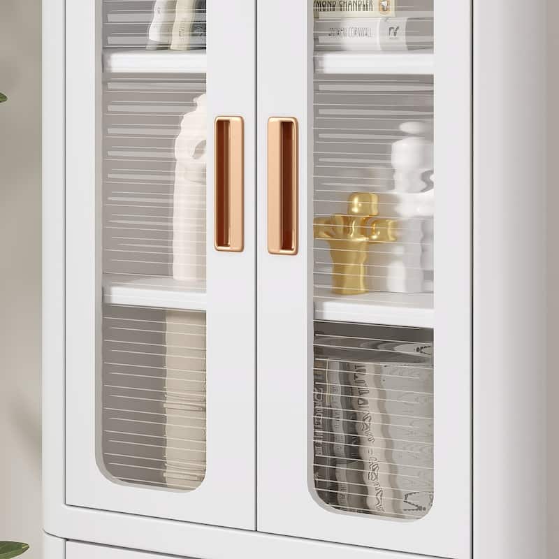 VECELO White 3-Tier Corner Storage Bins Triangle Organizer Bathroom Storage Cabinet with 9 Storage Shelf