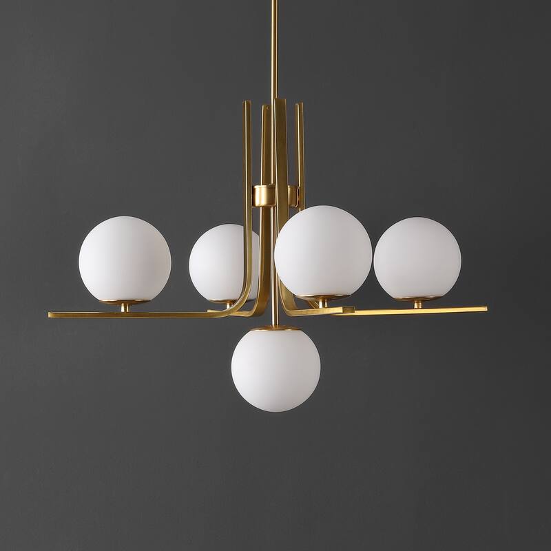 SAFAVIEH Lighting Akina 5 Light 30" Chandelier - 30" x 30" x 29-59" - withD/H - Brass