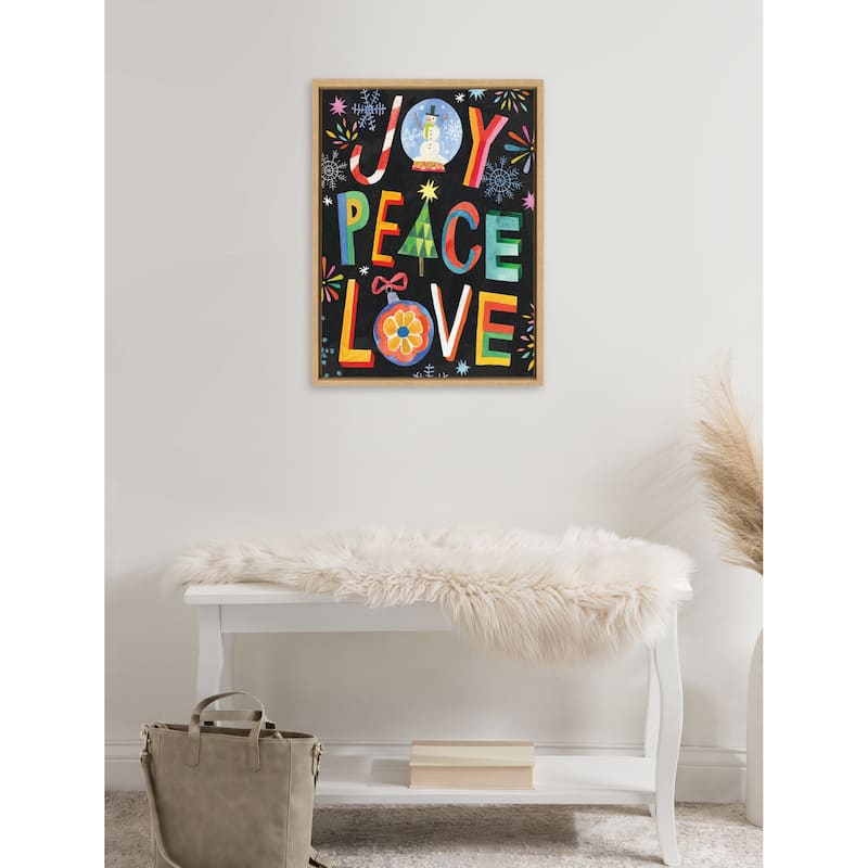 Kate and Laurel Sylvie XMAS Peace Love Framed Canvas by Shannon Snow