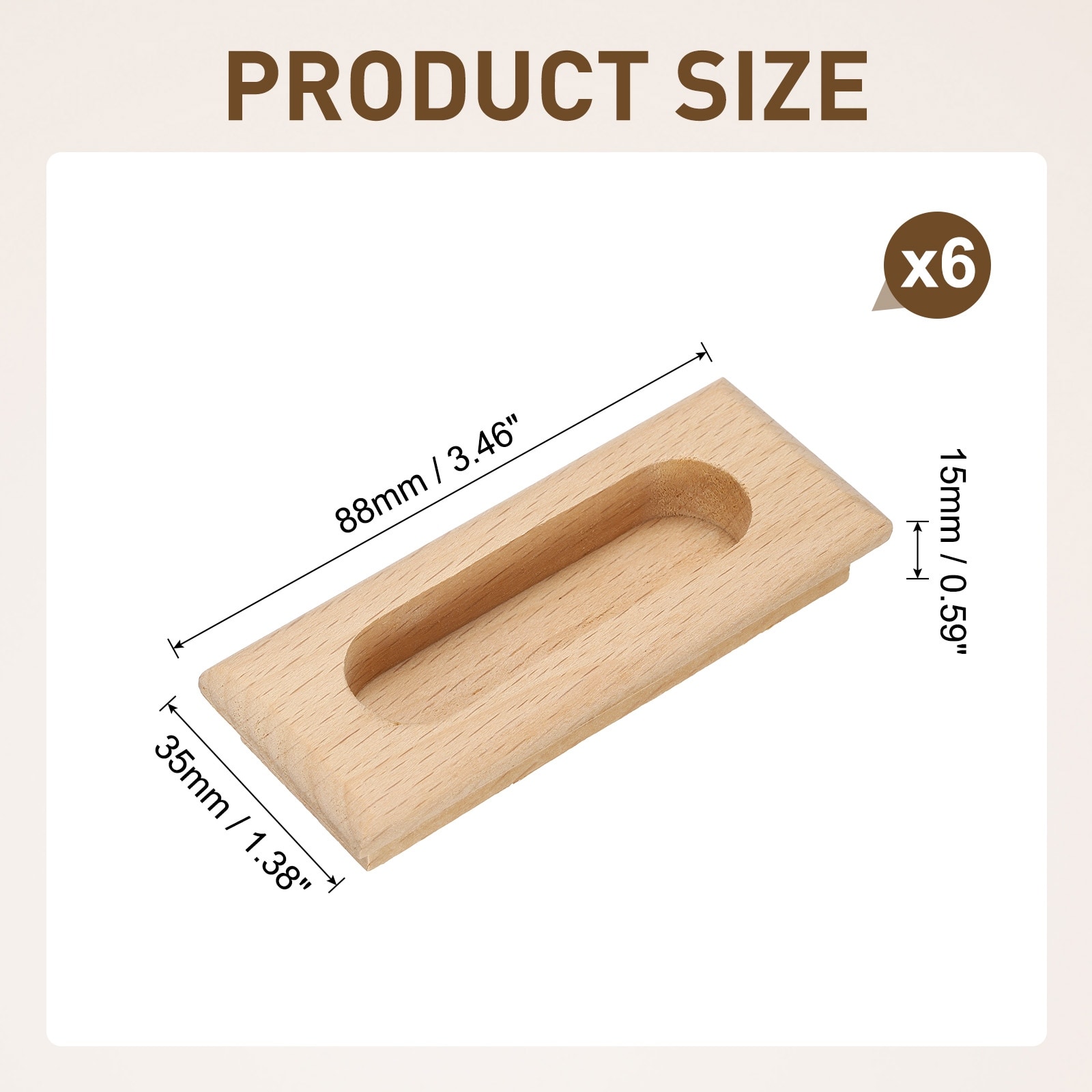 Wood Recessed Concealed Handle Embedded Design Rectangle Sliding Door Pulls Handles for Sliding Barn Bypass Doors Wardrobe