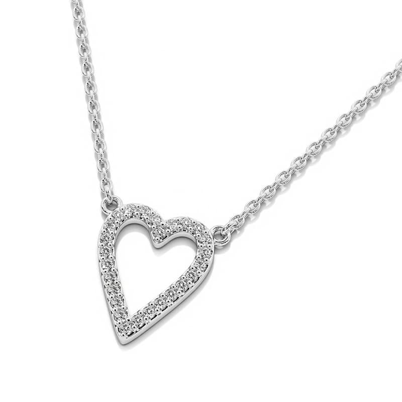 1/5Ct Diamond Heart Pendant Gold 18" Necklace Lab Grown 1/2"