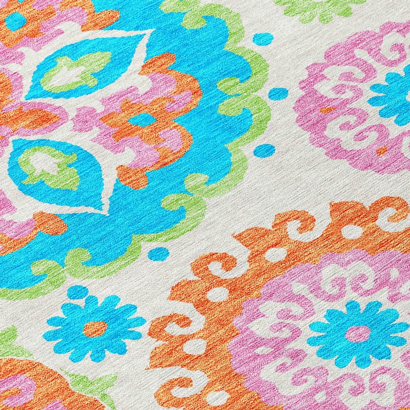 HomeRoots Floral Medallion Transitional Rectangle Outdoor Rug