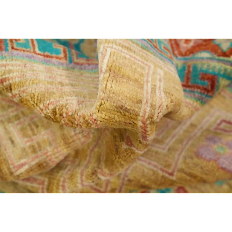 Hand Knotted Oriental 100% Wool Carpet Traditional Floral Yellow & Gold Ziegler Area Rug - 9' 9'' X 8' 0''