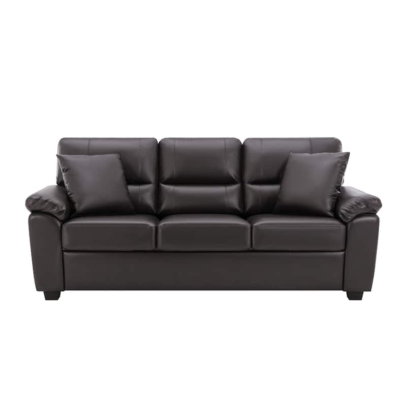 Morden Fort Upholstered Living Room Set, 2 Pieces, Faux Leather Loveseat and Sofa