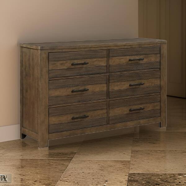 Aco 67 Inch Wide Dresser, 6 Drawers with Black Handles, Antique Brown - Bed  Bath & Beyond - 40386591