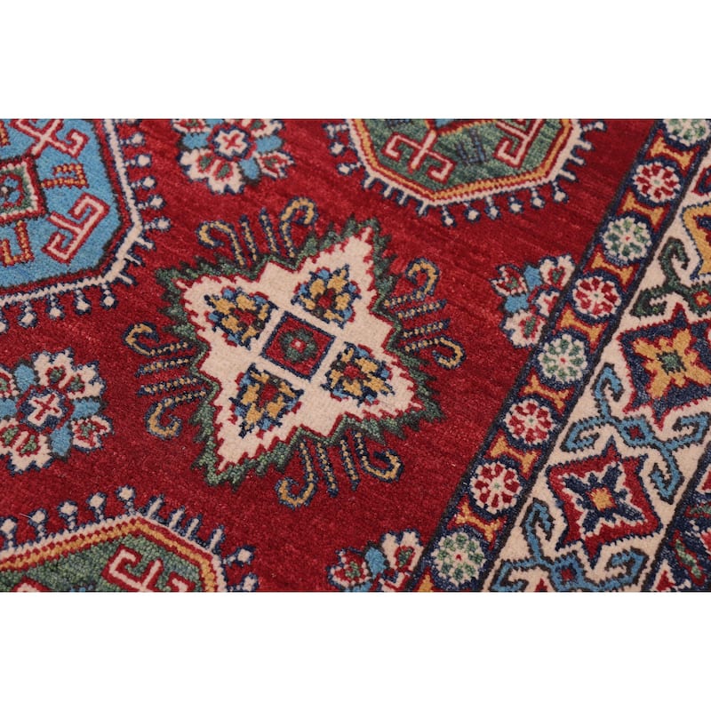 Southwestern Kazak Josh Red/Beige Wool Rug - 4'1'' x 6'0''