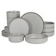 preview thumbnail 12 of 31, Gibson Elite Gelston Stoneware Matte Reactive Glaze 16 Piece (Service for 4) Plates and Bowl Dinnerware Set Grey